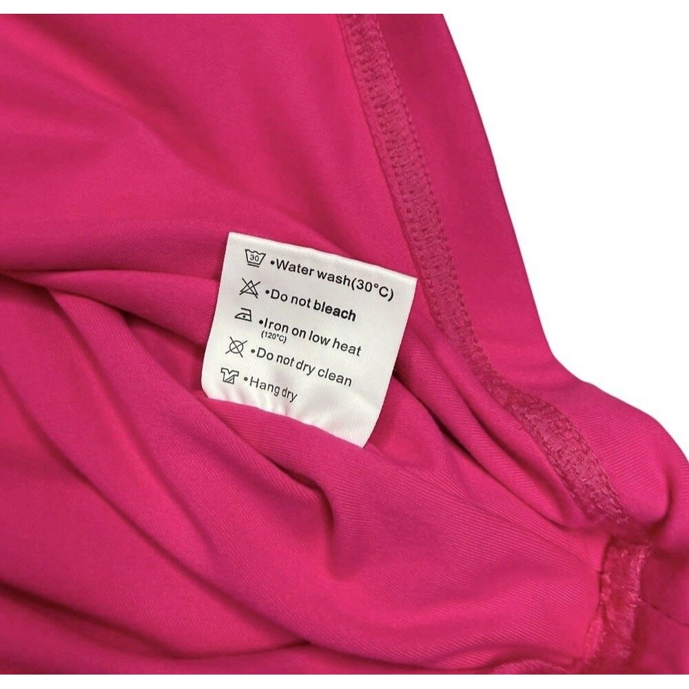 Reoria Womens Size Medium Crop Tank Top Hot Pink Crew Neck Casual Sleeveless - Picture 5 of 5